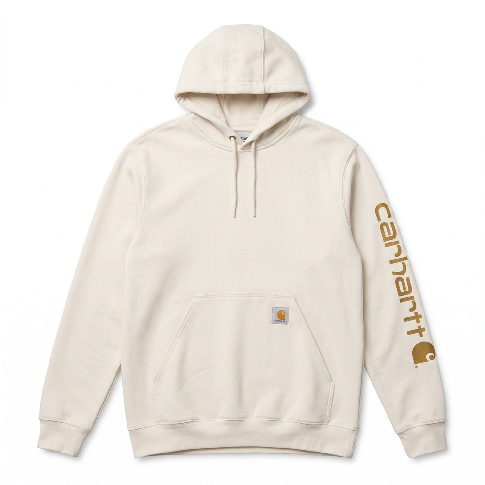 Carhartt Sleeve Logo Hoodie Mens XS Cream Loose Fit K288 Graphic sleeve Hit